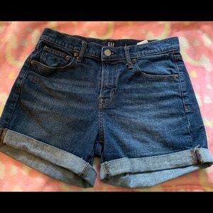GAP Womens High Rise Denim Shorts Rolled Cuffed